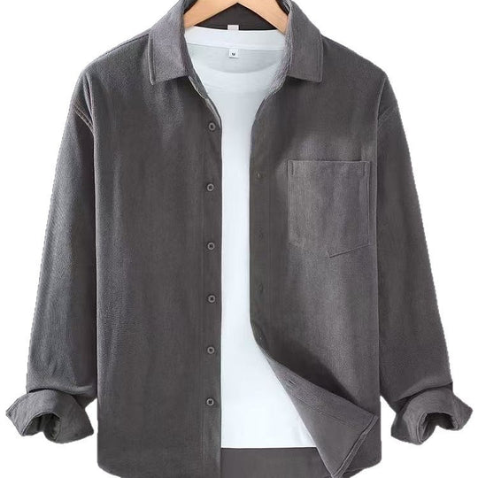 Herren Leichte Feincord-Hemdjacke mit Brusttasche und Kentkragen Shop Nory