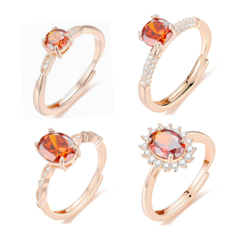 Damen Ring mit funkelndem Zirkonia-Besatz und ovalem Schmuckstein Shop Nory
