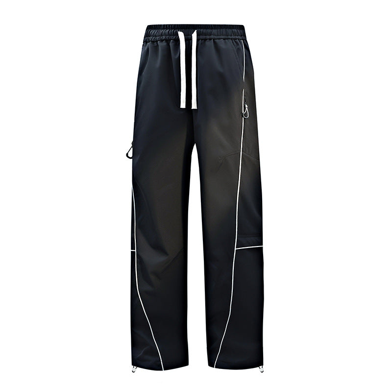 Unisex Wasserabweisende technische Cargo-Hose mit weitem Bein, Reißverschlusstaschen und Kordelzug Shop Nory