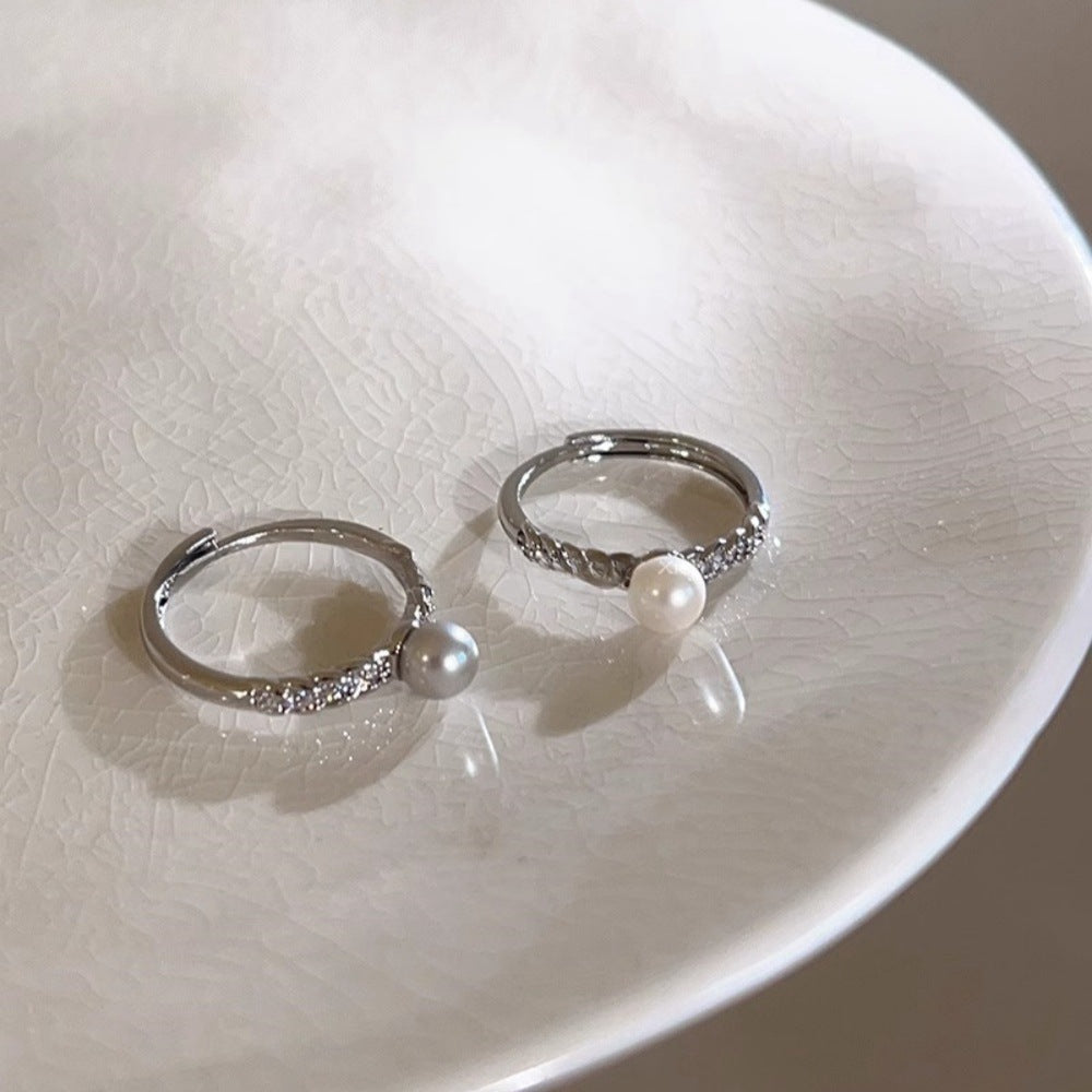 Damen Perlenring mit funkelnden Zirkonia von Shop Nory