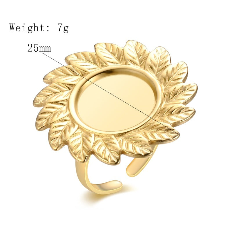 Damen eleganter Ring mit kunstvollem Blätterdesign und Spiegeloberfläche Shop Nory