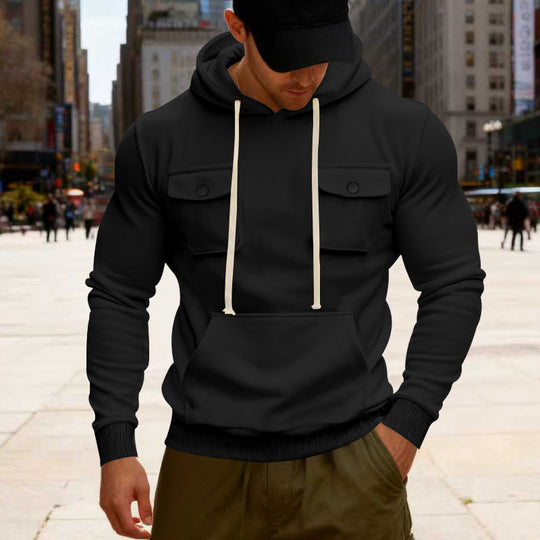 Herren Kapuzenpullover mit Brustklappentasche, Kängurutasche & Rippbündchen Shop Nory