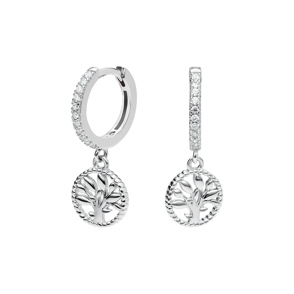 Damen Ohrhänger mit filigranem Baum-Motiv aus 925 Sterling Silber und funkelnden Zirkonia Shop Nory