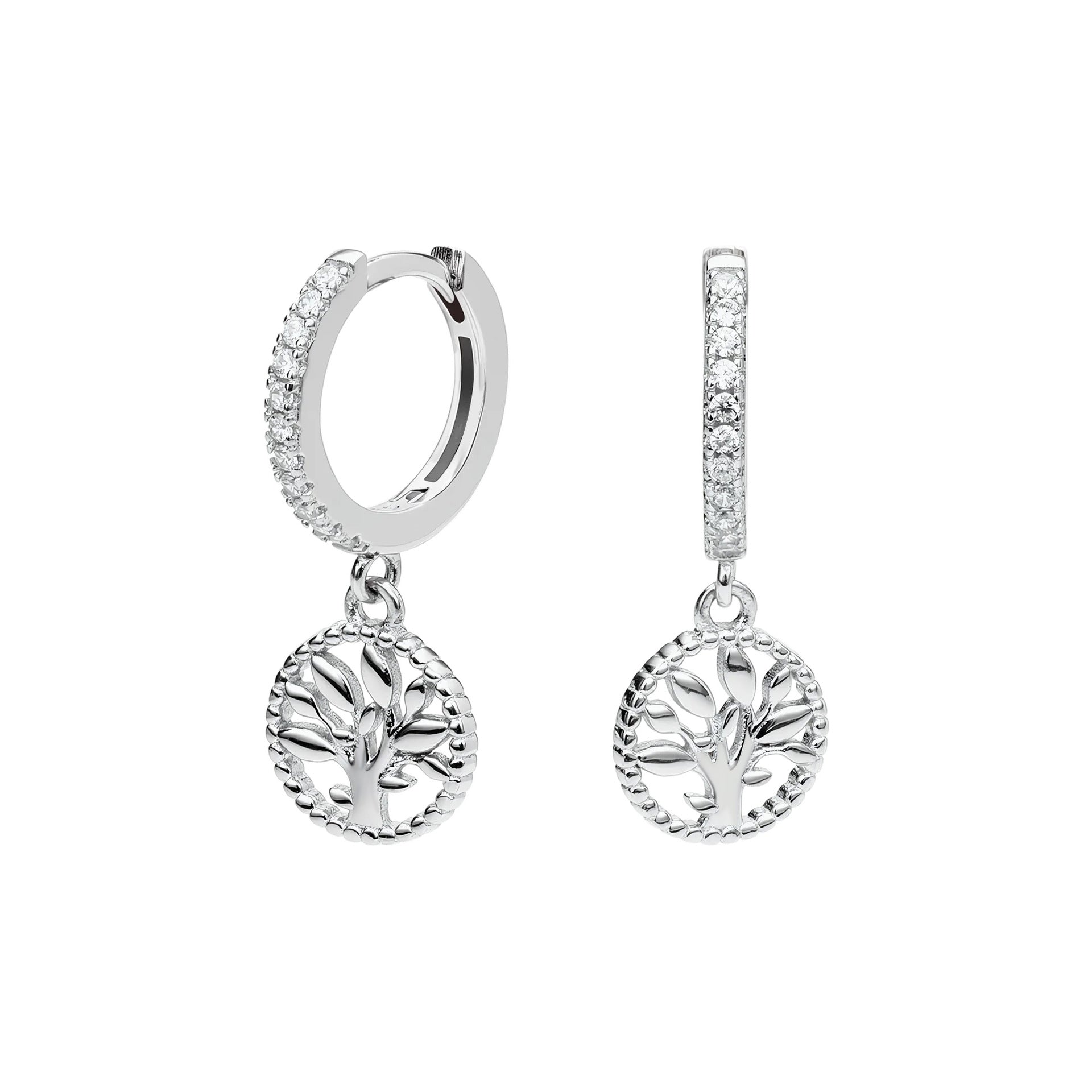 Damen Ohrhänger mit filigranem Baum-Motiv aus 925 Sterling Silber und funkelnden Zirkonia Shop Nory