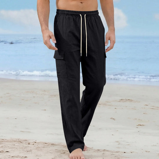 Herren Cargo-Strandhose aus Leinenmix mit elastischem Bund und Kordelzug Shop Nory