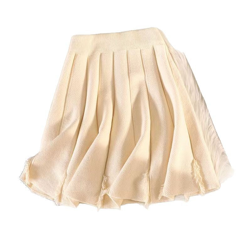 Damen Eleganter Plissee-Rock mit feinem Strickdesign Shop Nory