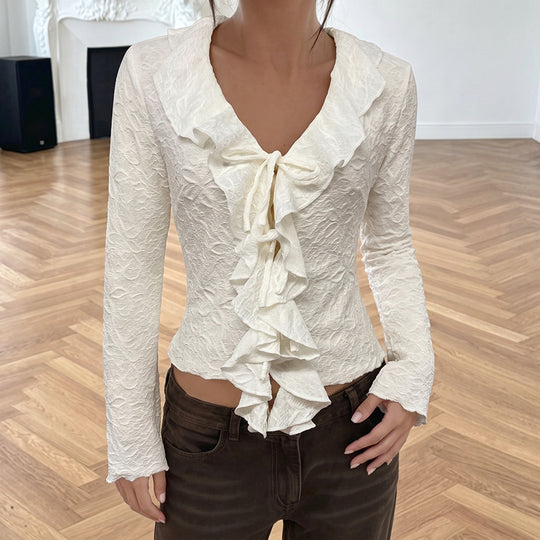 Damen Elegantes Oberteil mit Rüschendetails Shop Nory
