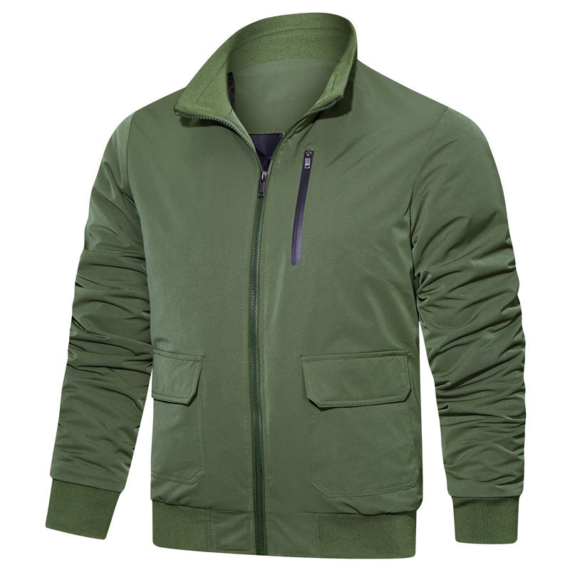 Herren leichter Utility-Bomberjacke mit geripptem Bund, Reißverschluss-Brusttasche und Pattentaschen Shop Nory