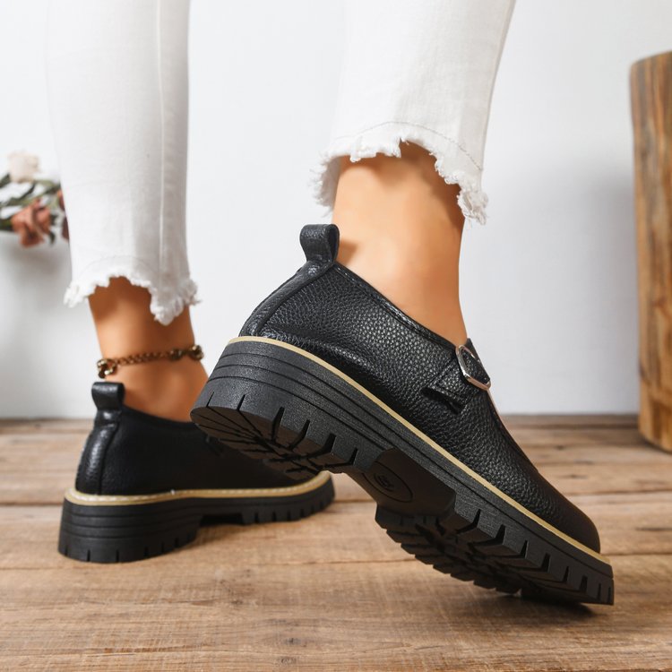 Damen Riemchen‑Slipper im Mary‑Jane‑Stil mit grober Profilsohle und Herzschließe Shop Nory