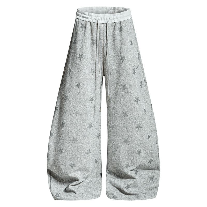 Damen Weite Lounge-Hose mit Sternenprint und elastischem Tunnelzug Shop Nory