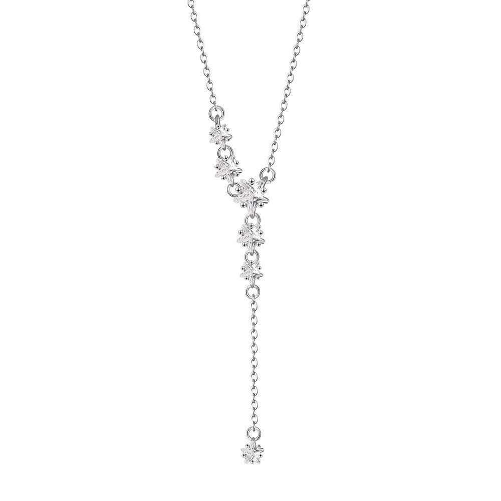 Damen Halskette mit funkelnden Kristallen und zarten Blumenmotiven Shop Nory