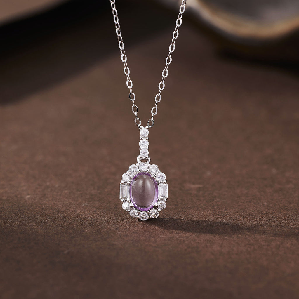 Damen elegante Halskette mit kunstvollem blauen Edelstein und funkelnden Kristallverzierungen Shop Nory