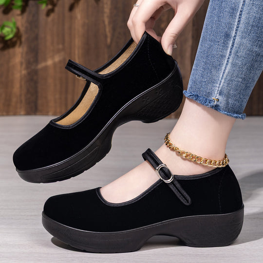 Damen nan Mary-Jane Komfortslipper mit verstellbarem Riemen, orthopädisch inspiriertem Keilfußbett und griffiger Leichtprofilsohle Shop Nory