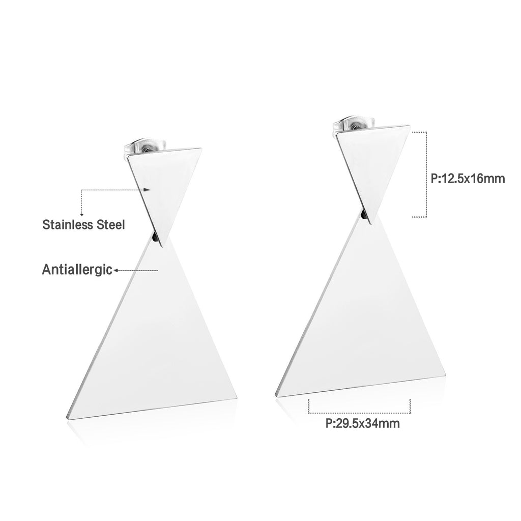 Damen Ohrringe mit elegantem, doppellagigem Rechteckdesign aus Edelstahl und goldplattierter Oberfläche Shop Nory