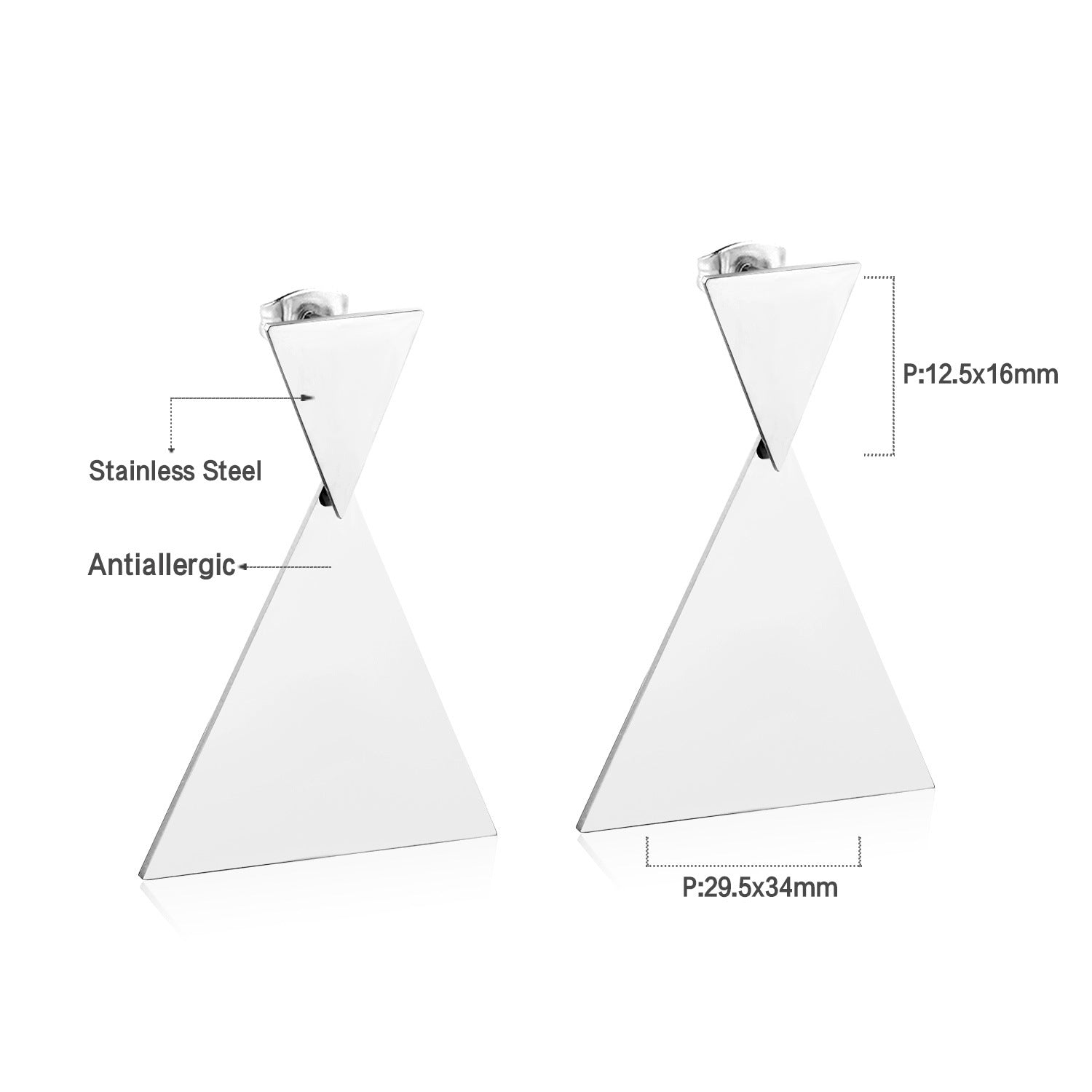 Damen Ohrringe mit elegantem, doppellagigem Rechteckdesign aus Edelstahl und goldplattierter Oberfläche Shop Nory