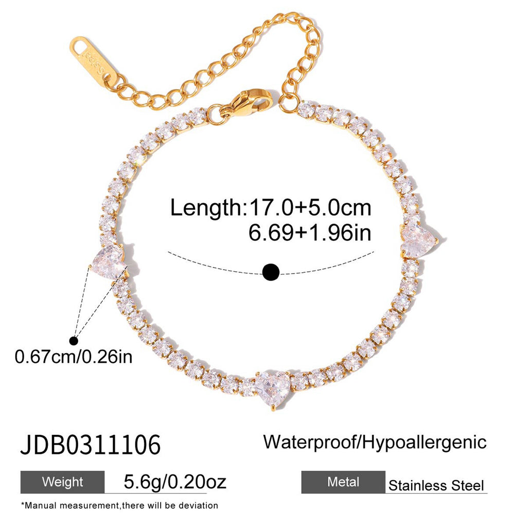 Damen Armband mit funkelnden Zirkonia-Steinen aus hypoallergenem Edelstahl Shop Nory