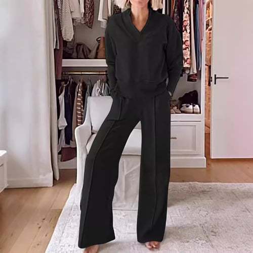 Damen Angesagtes Freizeit-Set mit weitem Schnitt und tiefem V-Ausschnitt
