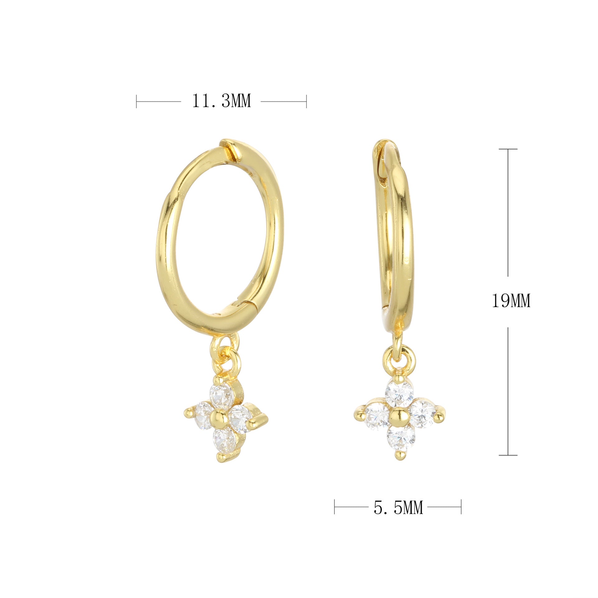 Damen Creolenohrringe mit blütenförmigen Anhängern und hochwertigem Zirkonbesatz Shop Nory