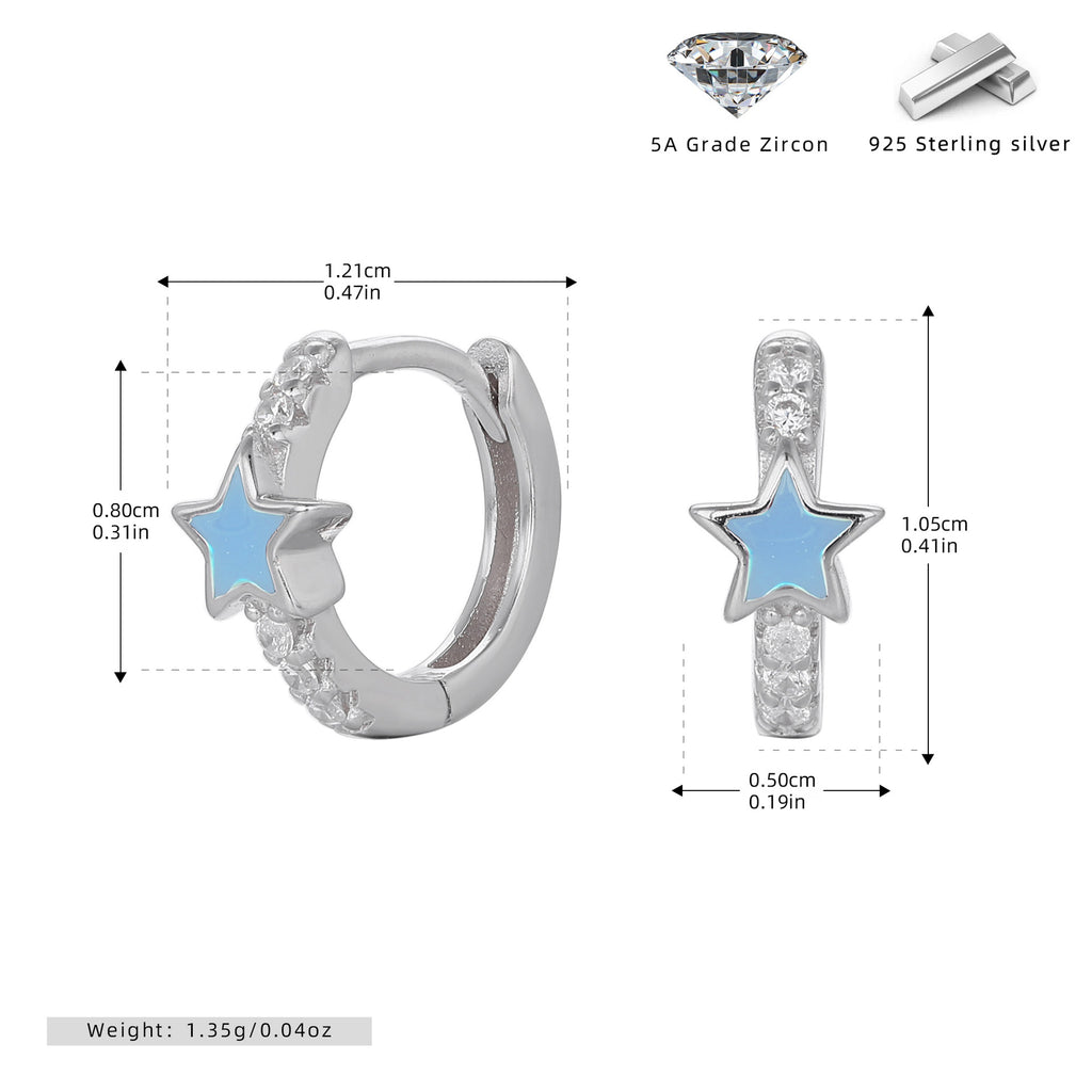 Damen Creolen mit funkelndem Sternmotiv und elegantem 925 Sterling Silber Shop Nory