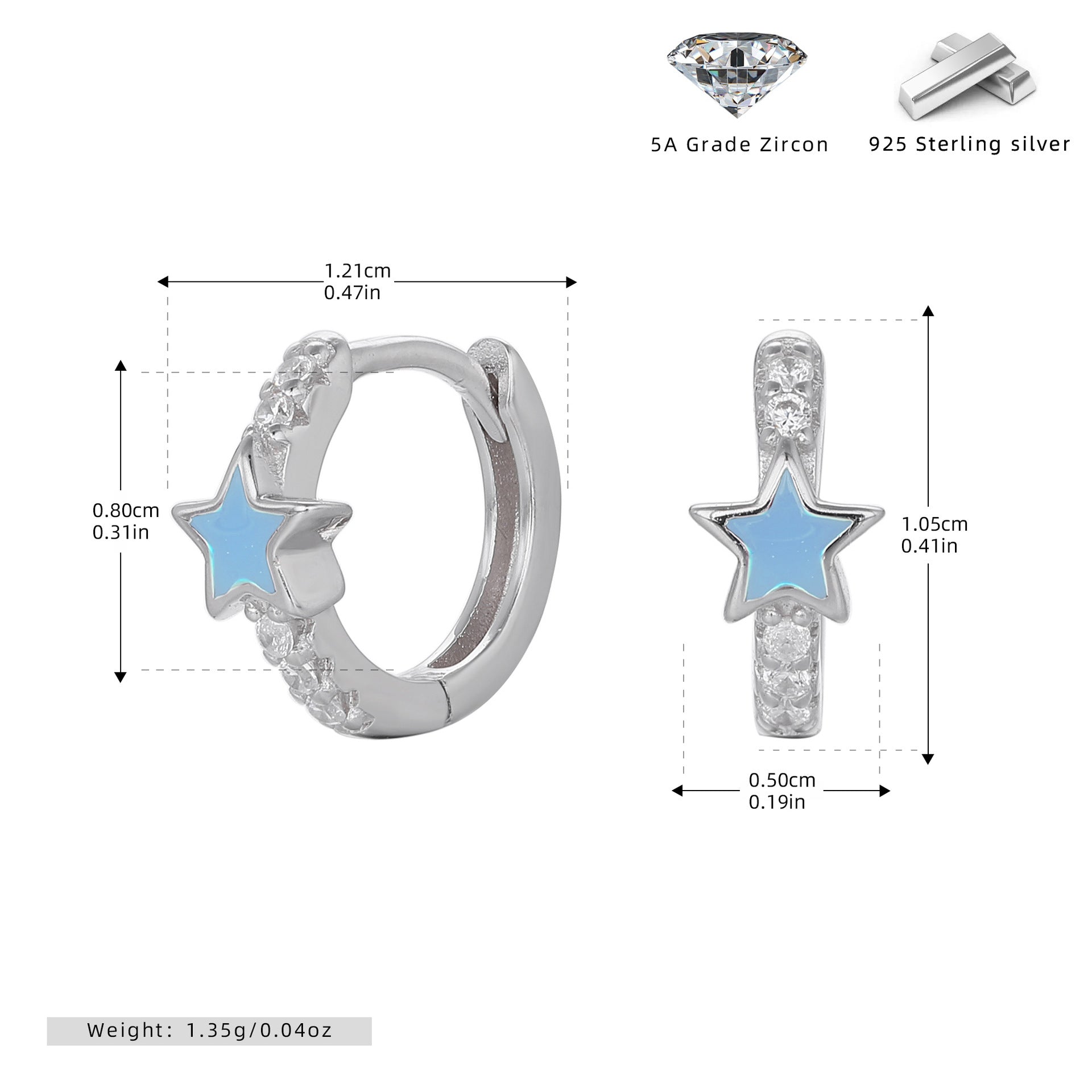 Damen Creolen mit funkelndem Sternmotiv und elegantem 925 Sterling Silber Shop Nory