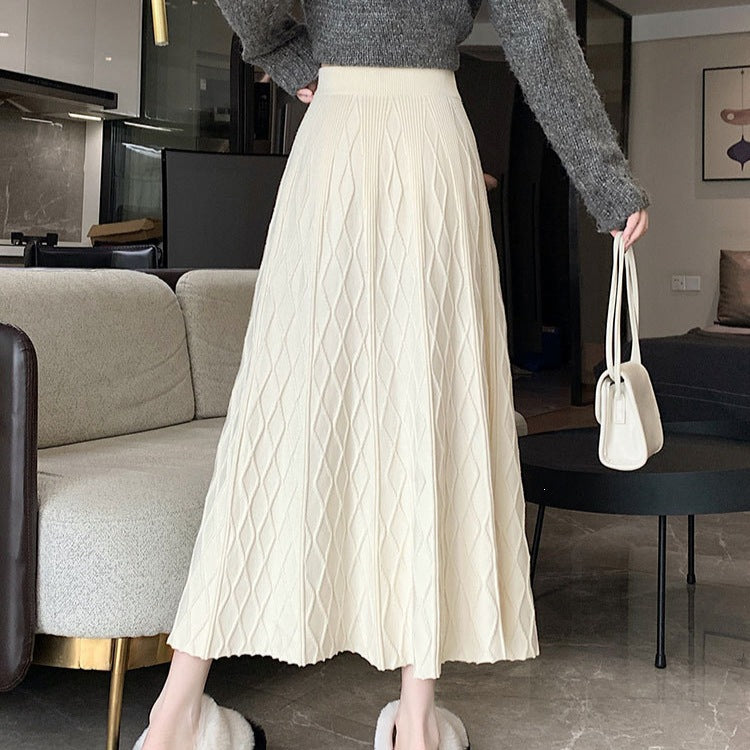 Damen Langer, plissierter Rock mit Rautenmuster Shop Nory