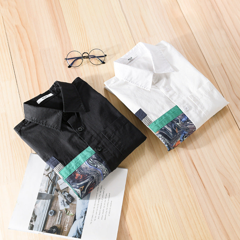 Herren Lässiges Hemd mit kunstvollen Print‑Paneelen und aufgesetzter Brusttasche Shop Nory