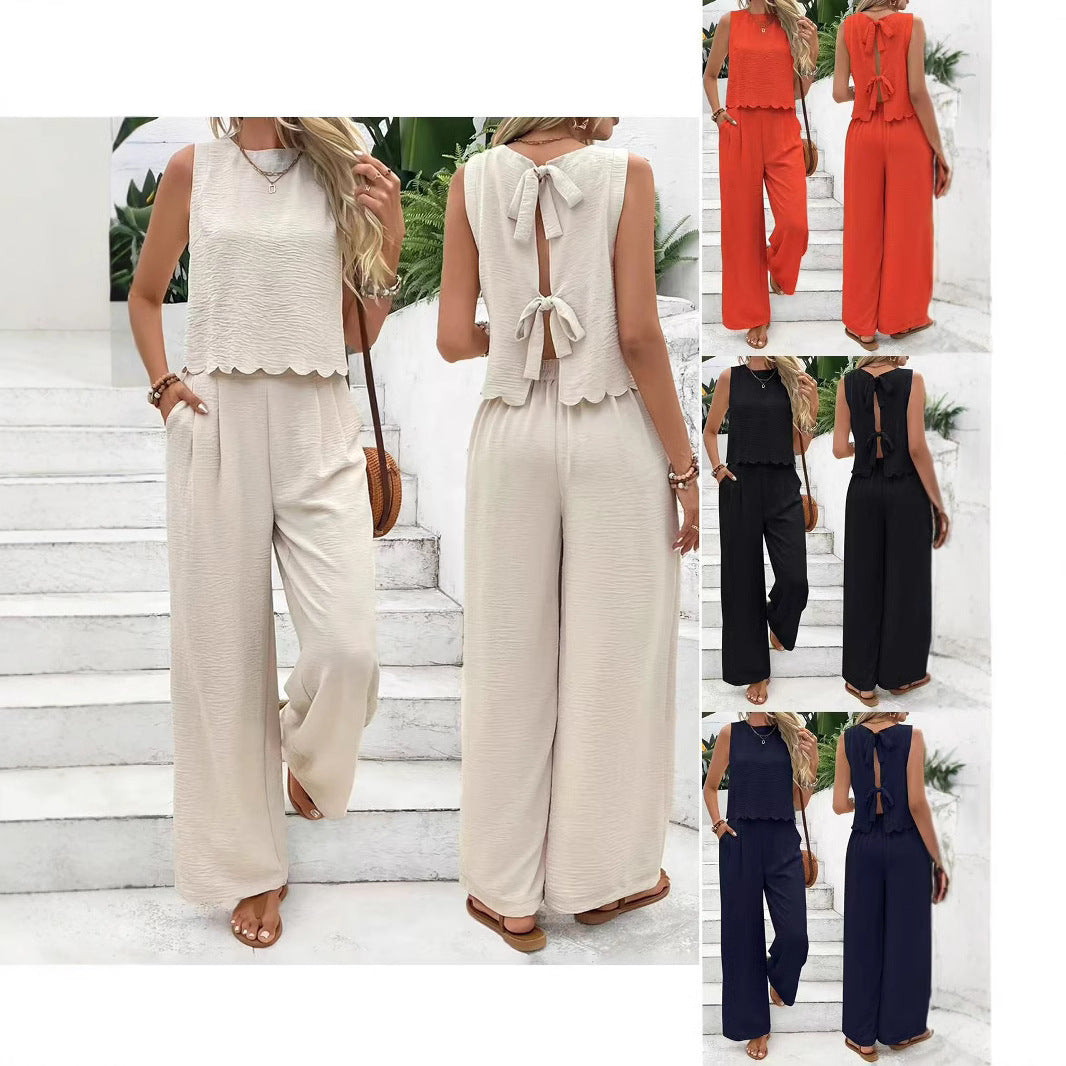 Damen Lässiger Jumpsuit mit elegantem Rückenausschnitt und weitem Bein