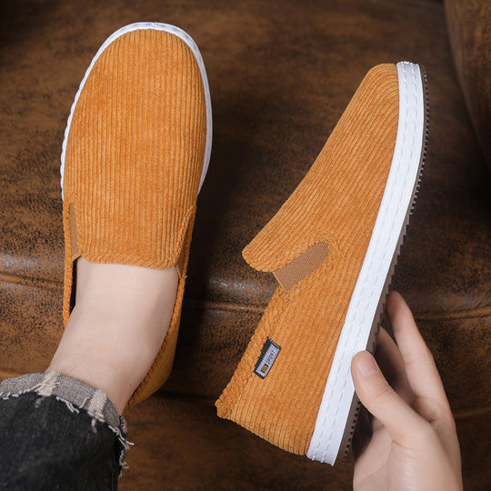 Damen Bequeme Cord-Slipper mit elastischem Einstieg
