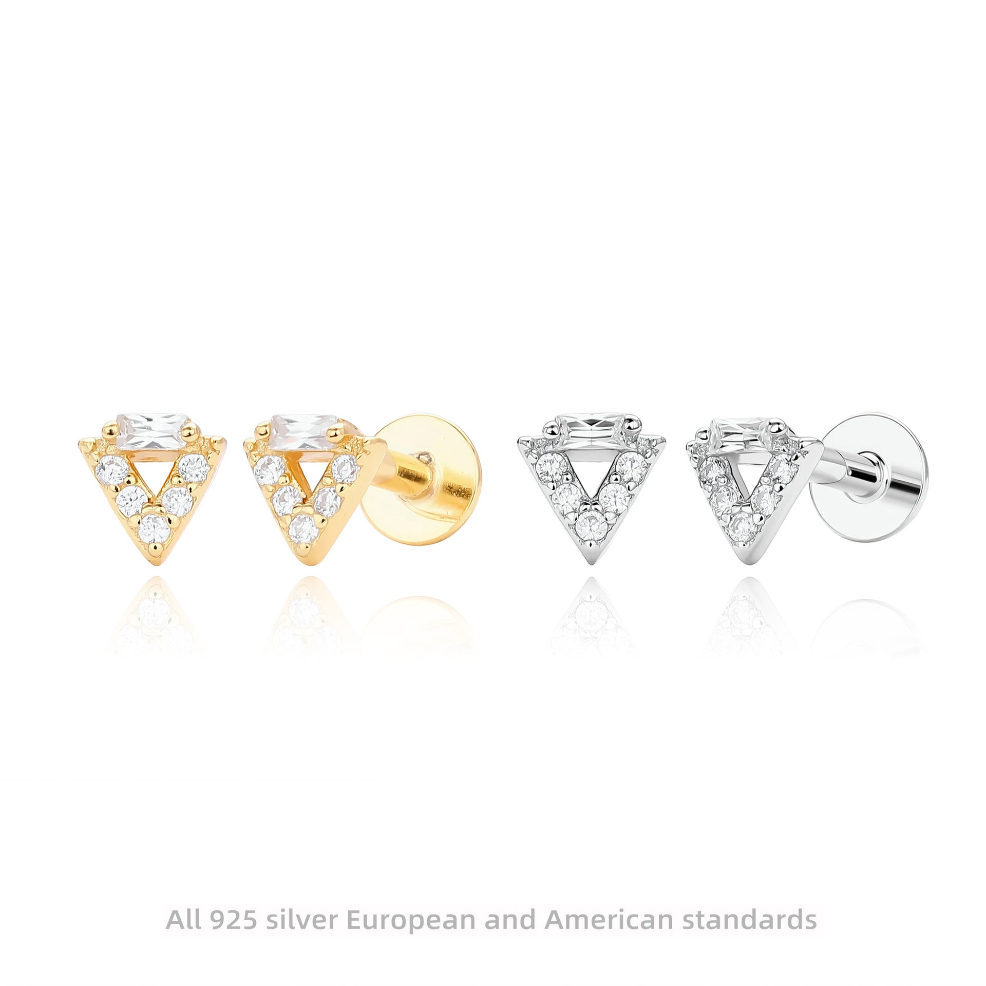 Damen Ohrstecker mit rautenförmigem Zirkonbesatz aus hochwertigem 925 Sterling Silber Shop Nory