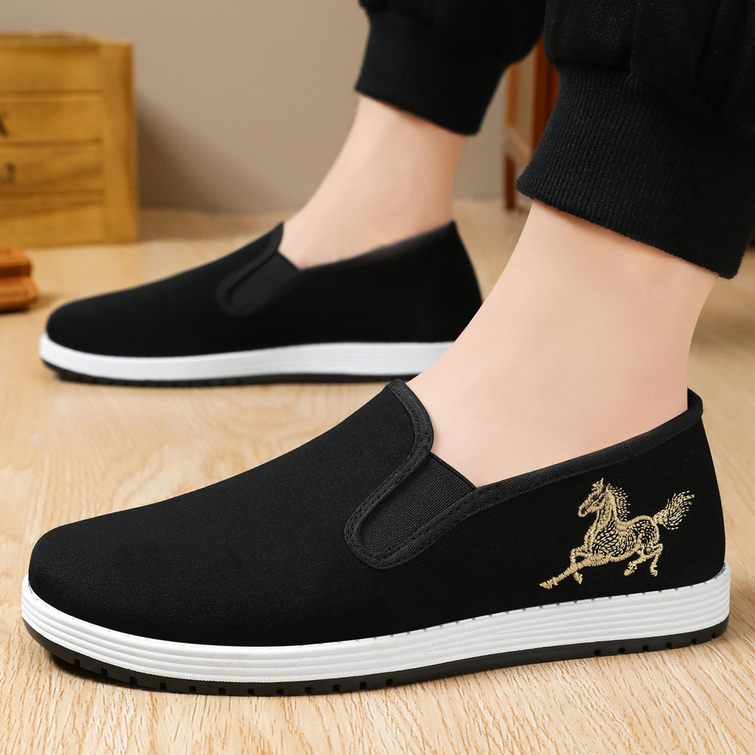 Damen nan leichter Slip-On Canvas-Sneaker mit elastischem Einstieg und bestickter Pferde-Applikation Shop Nory