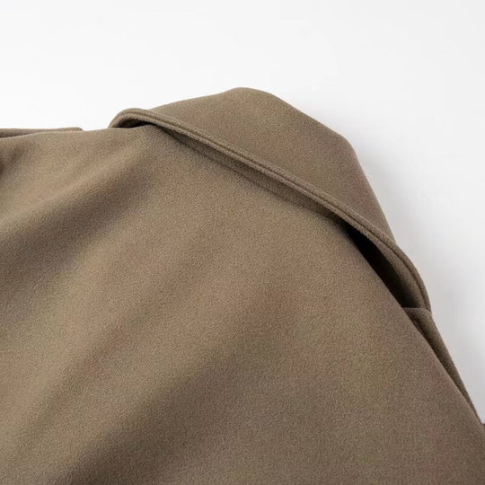 Damen Kurzer Wollmix-Trench mit Gürtel, Epauletten und weitem Revers Shop Nory