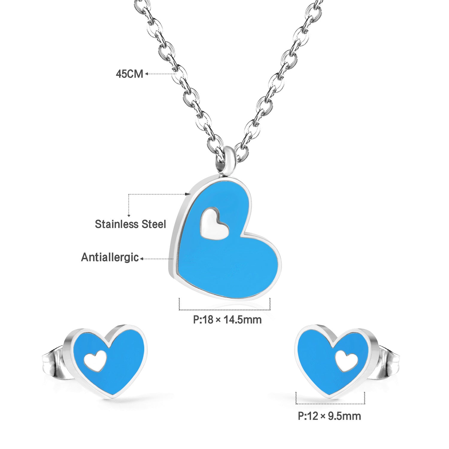 Damen Schmuckset mit rotem Herzanhänger und passenden Ohrsteckern Shop Nory