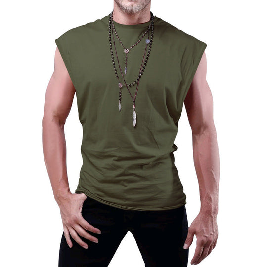 Herren nan tailliertes ärmelloses Muskelshirt aus Baumwollmix mit breiten Schulterpartien