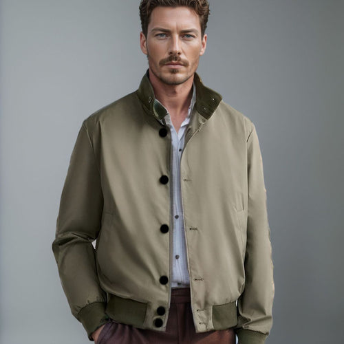 Herren Leichter Blouson mit Stehkragen, Knopfleiste und gerippten Bündchen Shop Nory