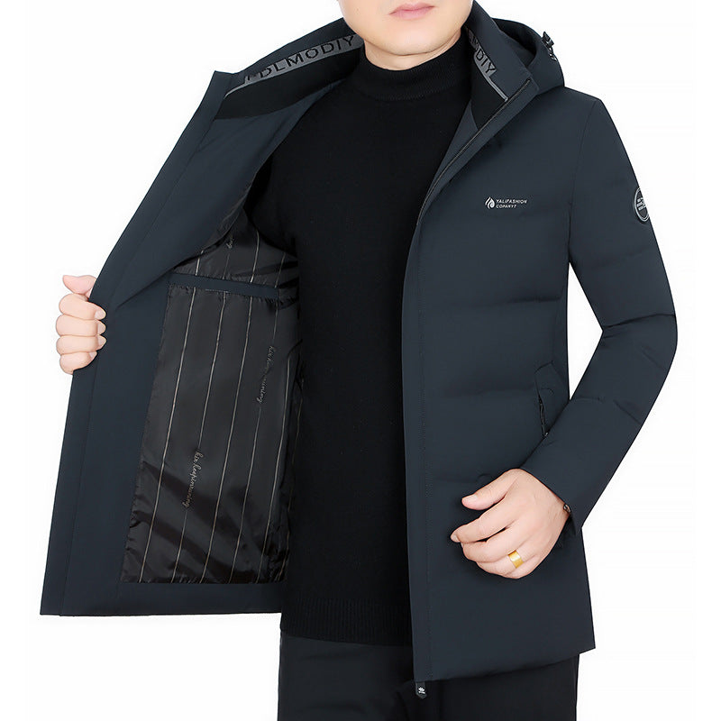 Herren Wattierter City-Mantel mit Kapuze, nahtlosem Minimaldesign und winddichter Performance-Außenhaut Shop Nory