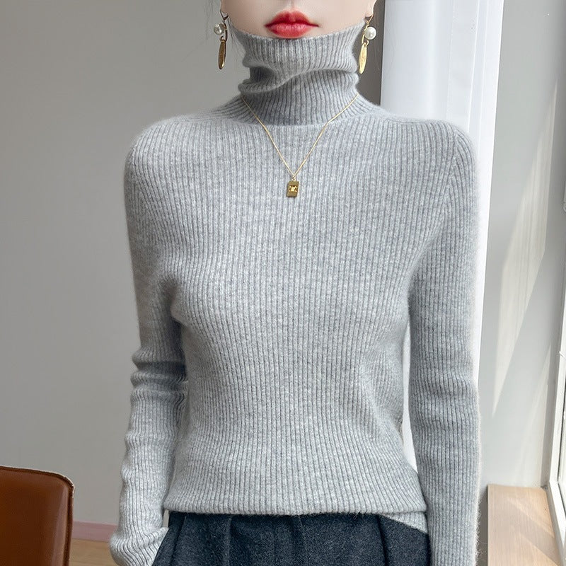 Damen Schlanker Rippenstrick-Rollkragenpullover mit gerafftem Hals und kaschmirähnlicher Haptik Shop Nory