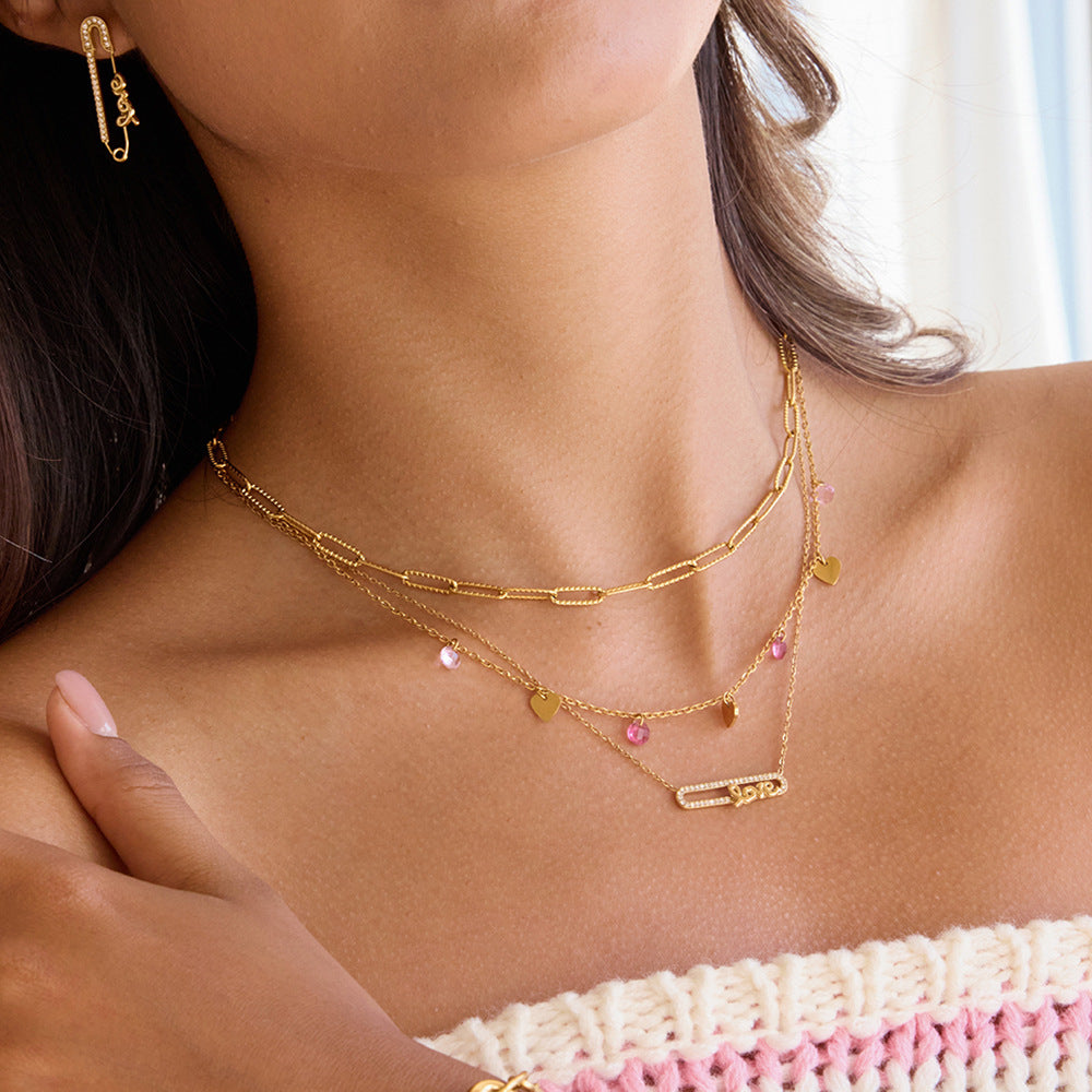 Damen Halskette mit asymmetrischem Gliederdesign aus hypoallergenem Edelstahl Shop Nory