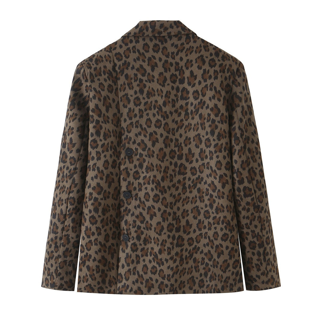 Damen Taillierter Blazer im Leoprint mit Revers und Pattentaschen Shop Nory