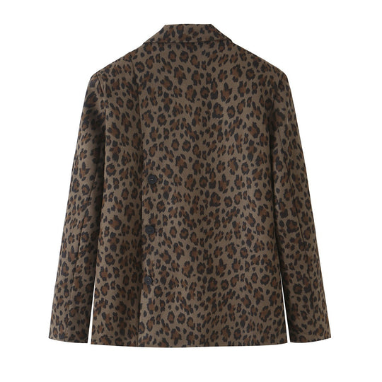 Damen Taillierter Blazer im Leoprint mit Revers und Pattentaschen Shop Nory