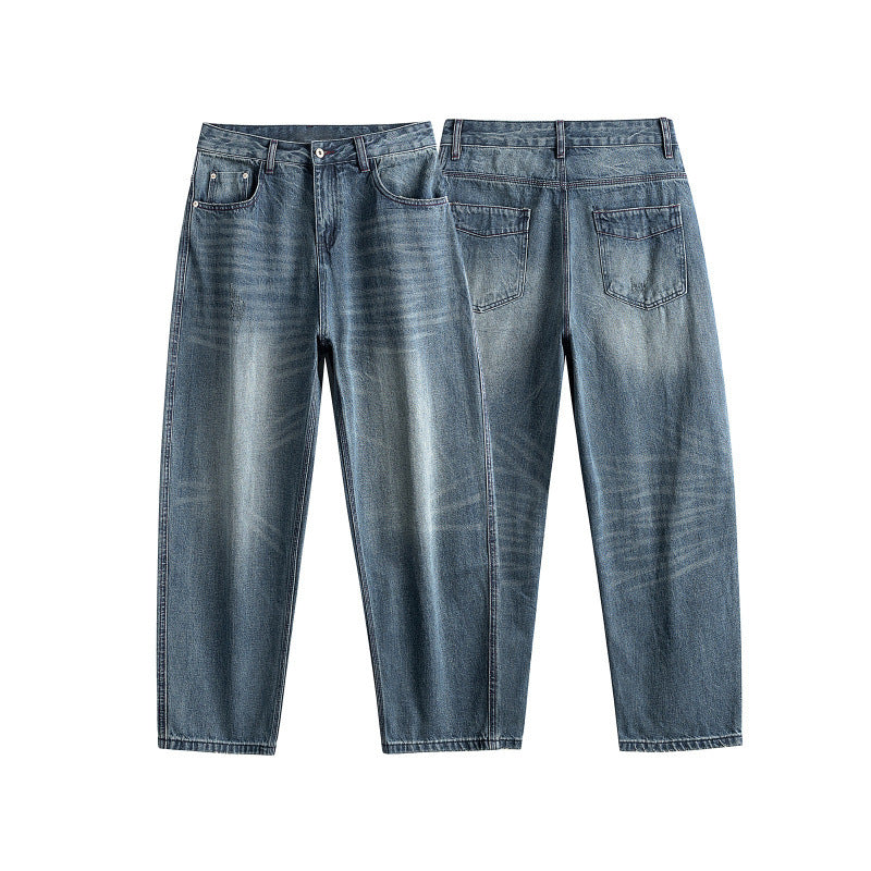 Herren Locker geschnittene Jeans mit hohem Bund und Used-Fade Shop Nory