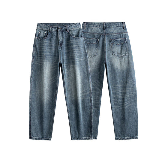 Herren Locker geschnittene Jeans mit hohem Bund und Used-Fade Shop Nory