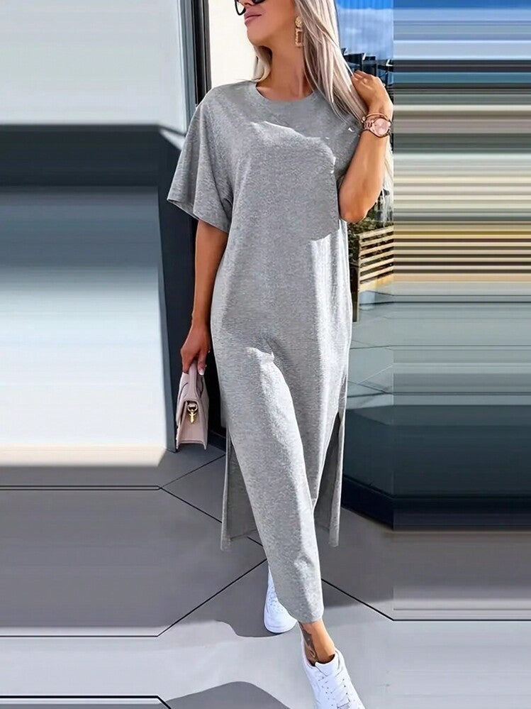 Damen Lässiges Maxikleid mit seitlichen Schlitzen und Oversize-Design