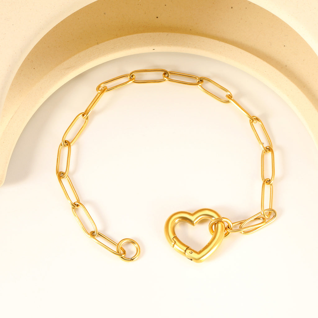 Damen Armband aus hochwertigem Edelstahl mit modernem Gliederdesign und goldplattierter Oberfläche Shop Nory