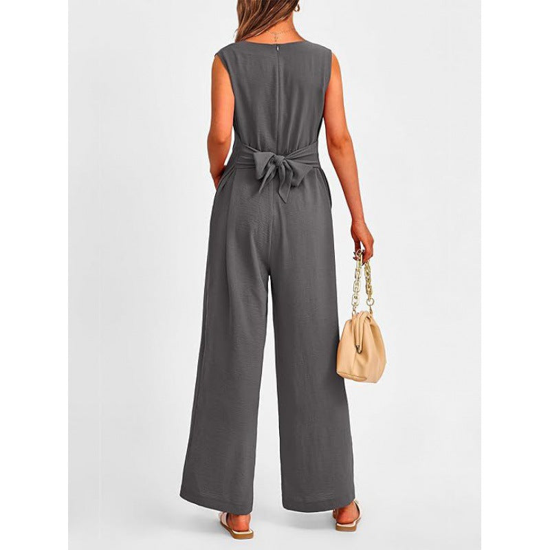 Damen Eleganter Jumpsuit mit taillierter Silhouette und V-Ausschnitt