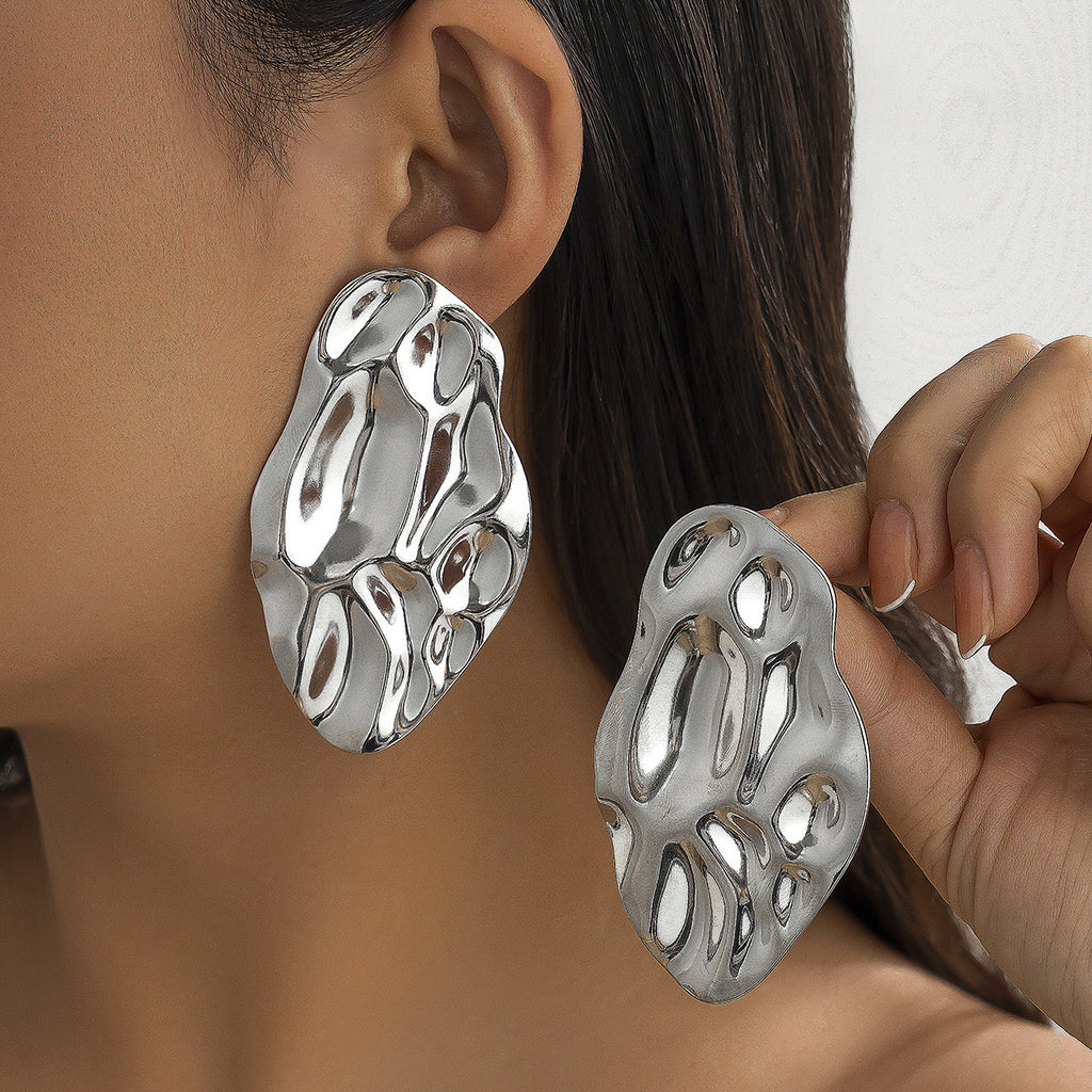 Damen extravagante Ohrringe aus hochwertigem Metall mit organischem Design