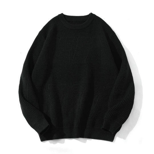 Unisex Strukturierter Oversize-Rundhalspullover mit Panel‑Strick Shop Nory
