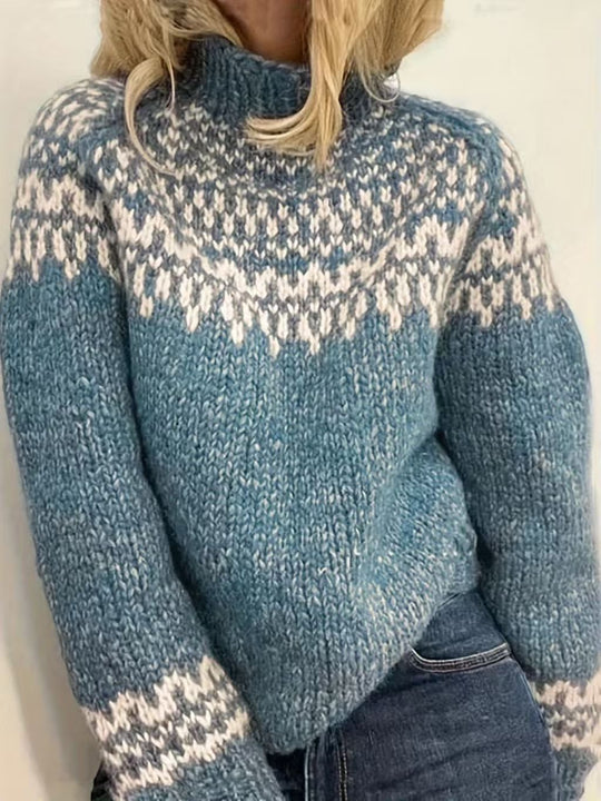 Damen nan kuscheliger Norweger-Strickpullover mit Stehkragen und Oversize-Passform Shop Nory