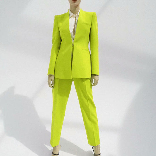 Damen Taillierter Blazer ohne Revers mit offener Front und Paspeltaschen Shop Nory