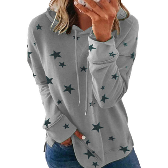 Damen Oversize-Kapuzenpullover aus weichem Baumwollmix mit Sternenprint Shop Nory