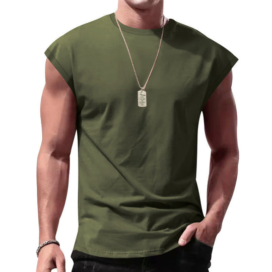 Herren nan lockeres ärmelloses Muskelshirt aus Baumwolljersey mit überschnittener Schulterpartie Shopnory